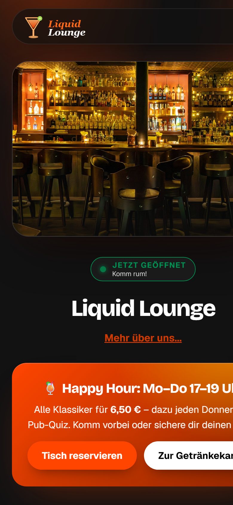 Dieselbe Website auf dem Handy